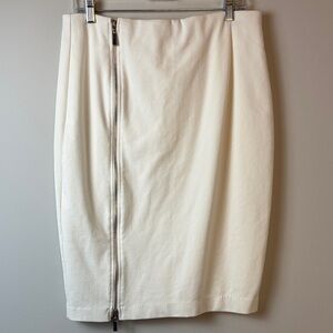 Classic Creamy White Zip-Front Pencil Skirt, JENNIFER LOPEZ sz. 16